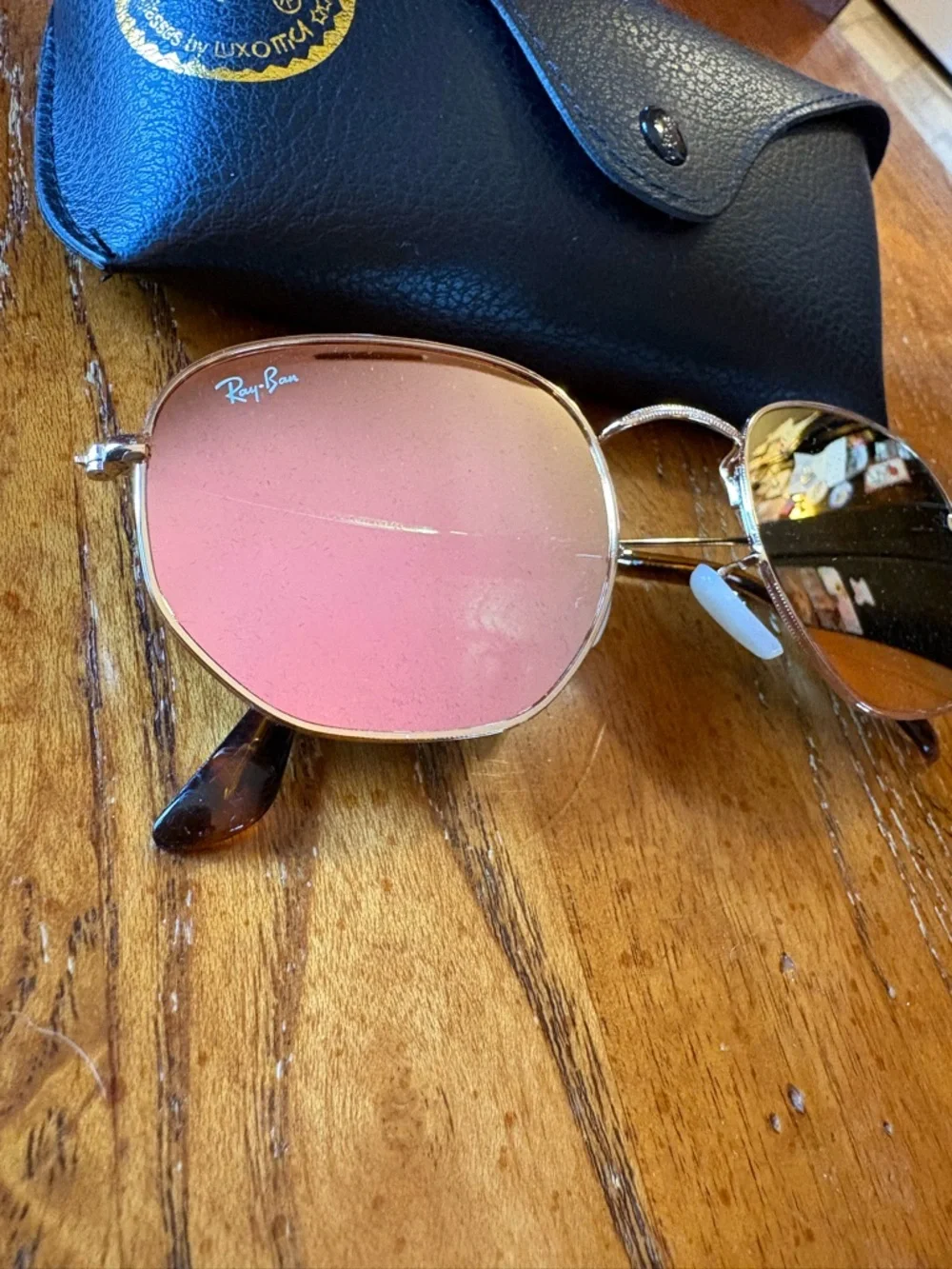Ray-Ban RB3548N Sunglasses Pink Gradient Gold Frame Hexagonal Italy w/ Case - Picture 3 of 8